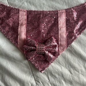 Pink Sequin Bow Bandana